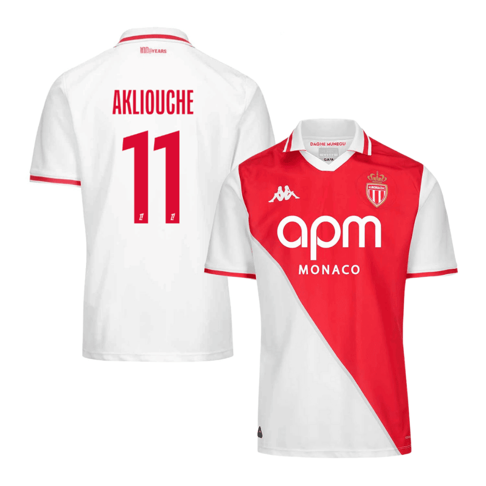 Maghnes Akliouche 11 AS Monaco 2024/25 Home Men Jersey - White/Red