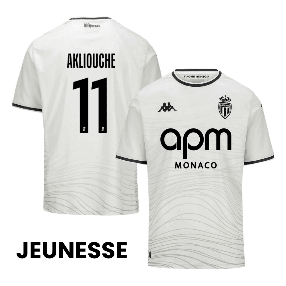 Maghnes Akliouche 11 AS Monaco 2024/25 Third YOUTH Jersey - White