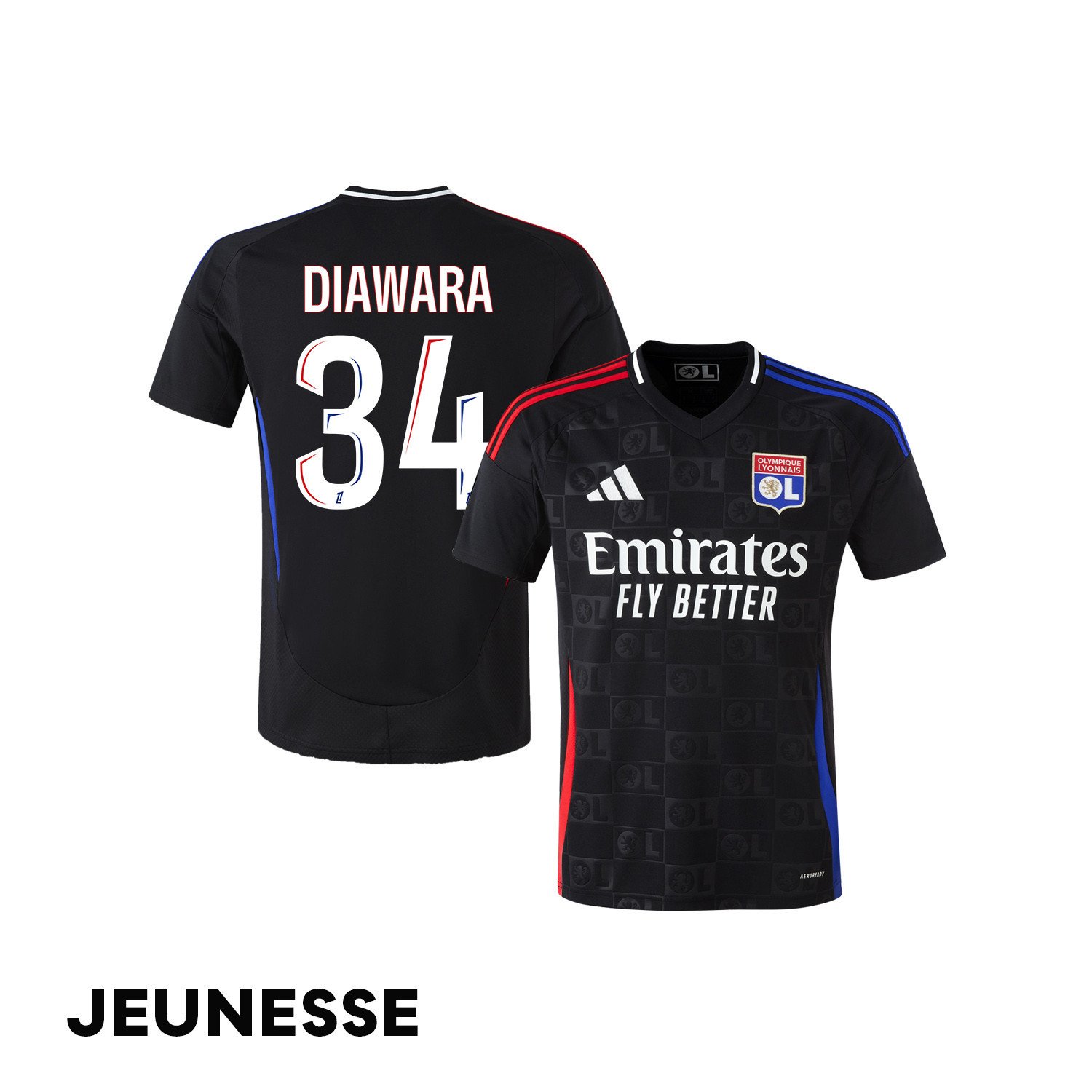 Mahamadou Diawara 34 Olympique Lyonnais 2024/25 Away YOUTH Jersey - Black