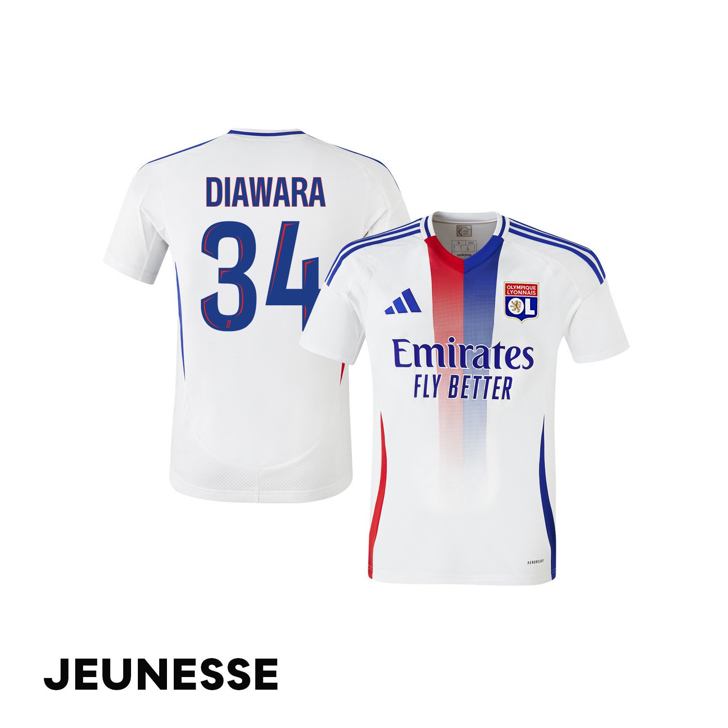 Mahamadou Diawara 34 Olympique Lyonnais 2024/25 Home YOUTH Jersey - White