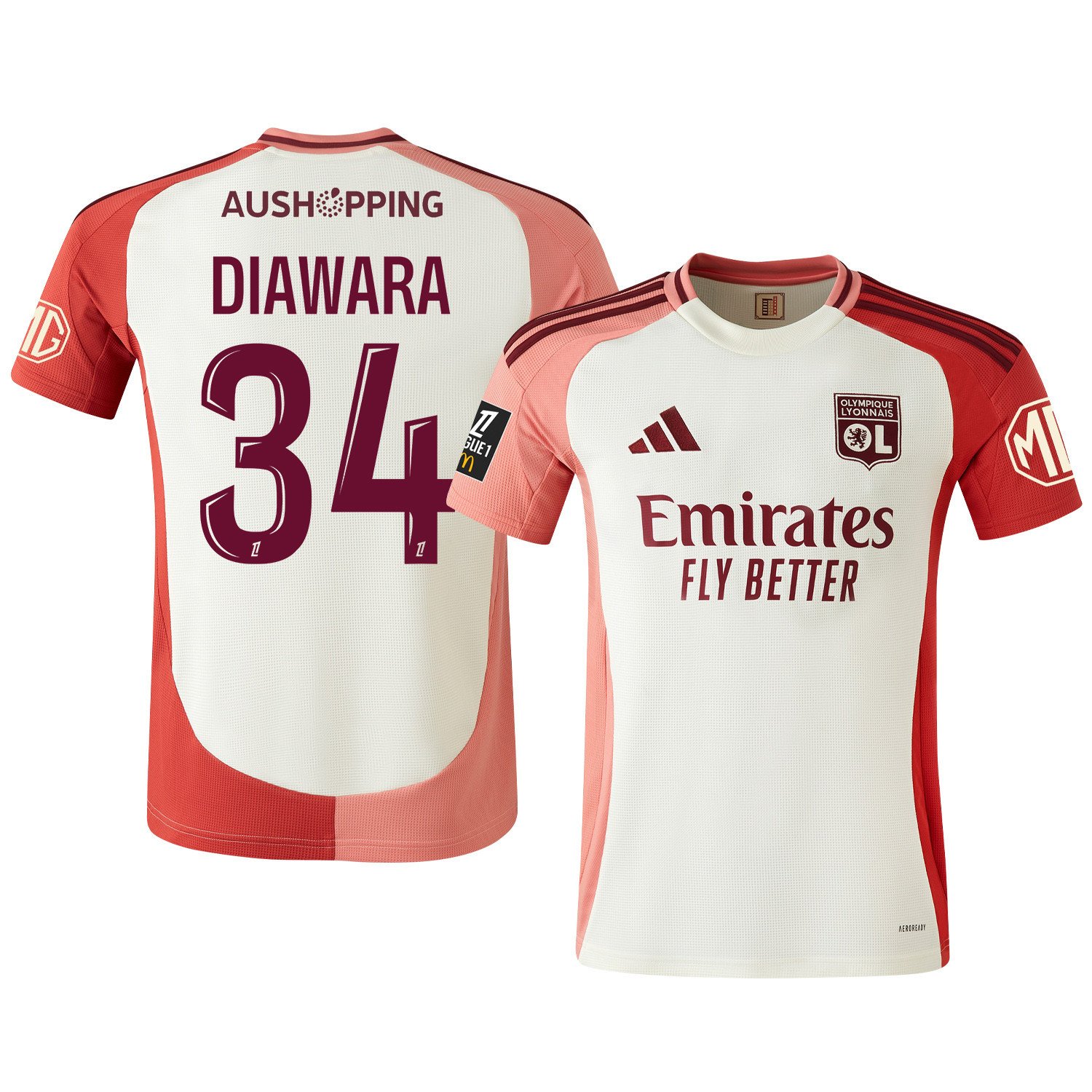 Mahamadou Diawara 34 Olympique Lyonnais 2024/25 Third Men Jersey - Cream