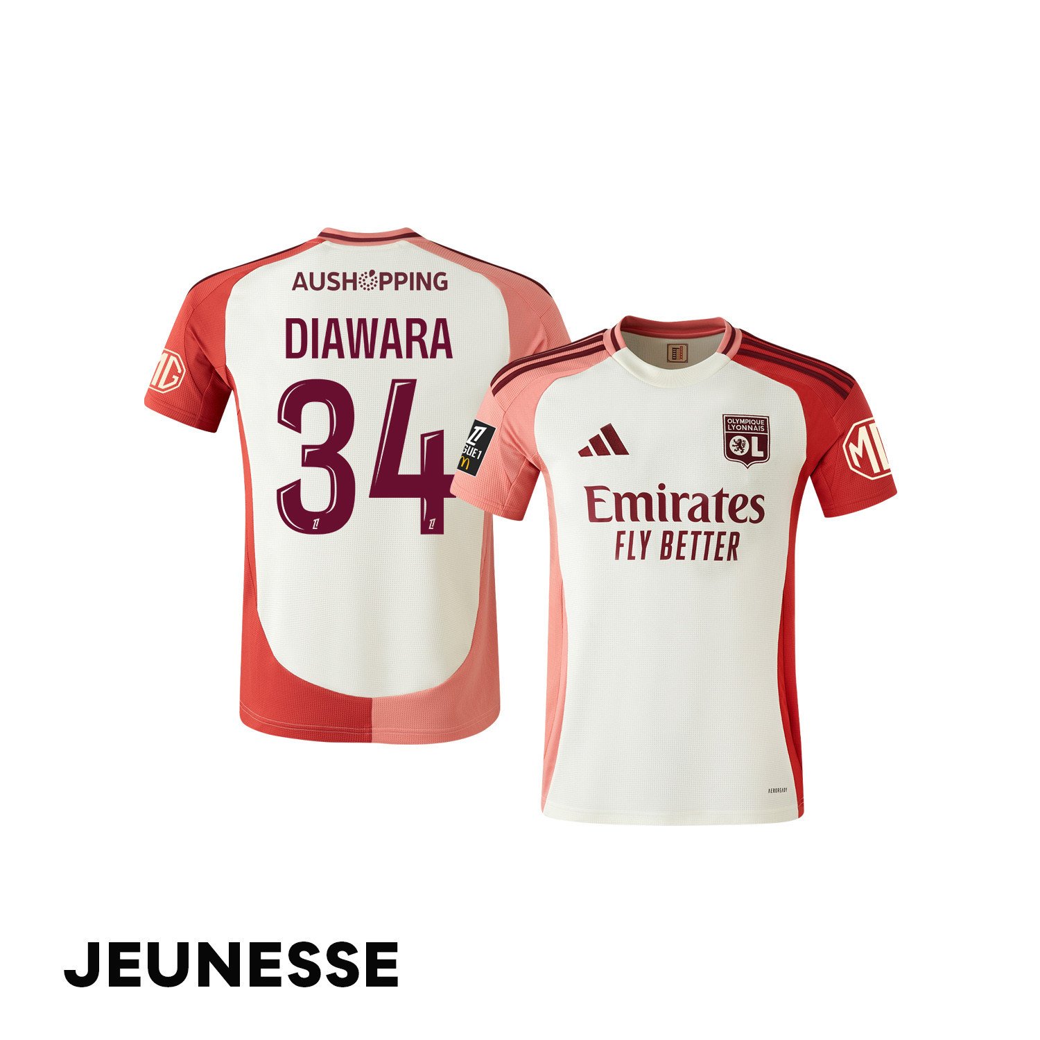 Mahamadou Diawara 34 Olympique Lyonnais 2024/25 Third YOUTH Jersey - Cream