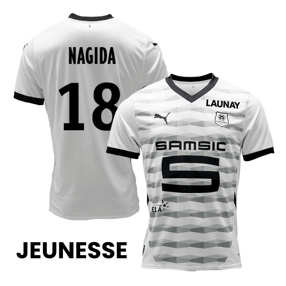 Mahamadou Nagida 18 Stade Rennais F.C. 2024/25 Away YOUTH Jersey - White