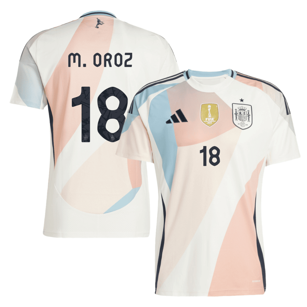Maite Oroz 18 Spain Women's National Team 2025/26 Away Men Jersey - Cream
