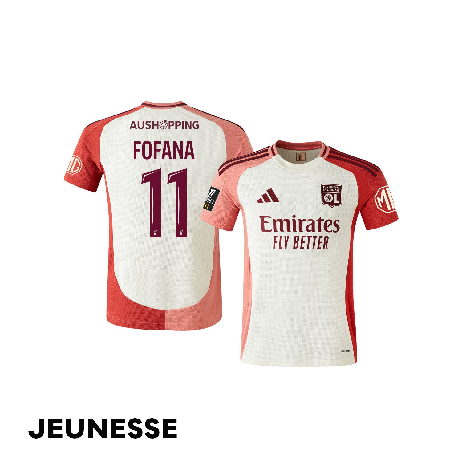 Malick Fofana 11 Olympique Lyonnais 2024/25 Third YOUTH Jersey - Cream
