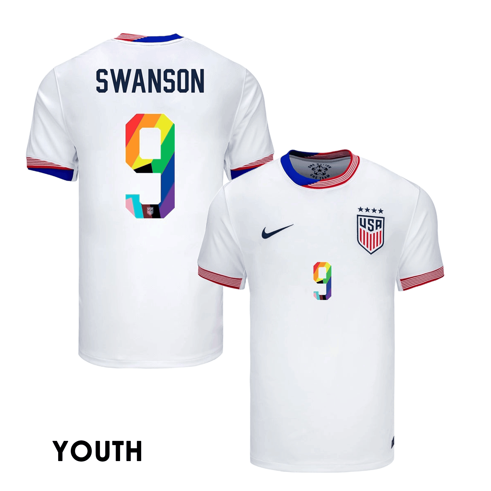 Mallory Swanson 9 USWNT 2024 Pride-Themed YOUTH Home Jersey - White