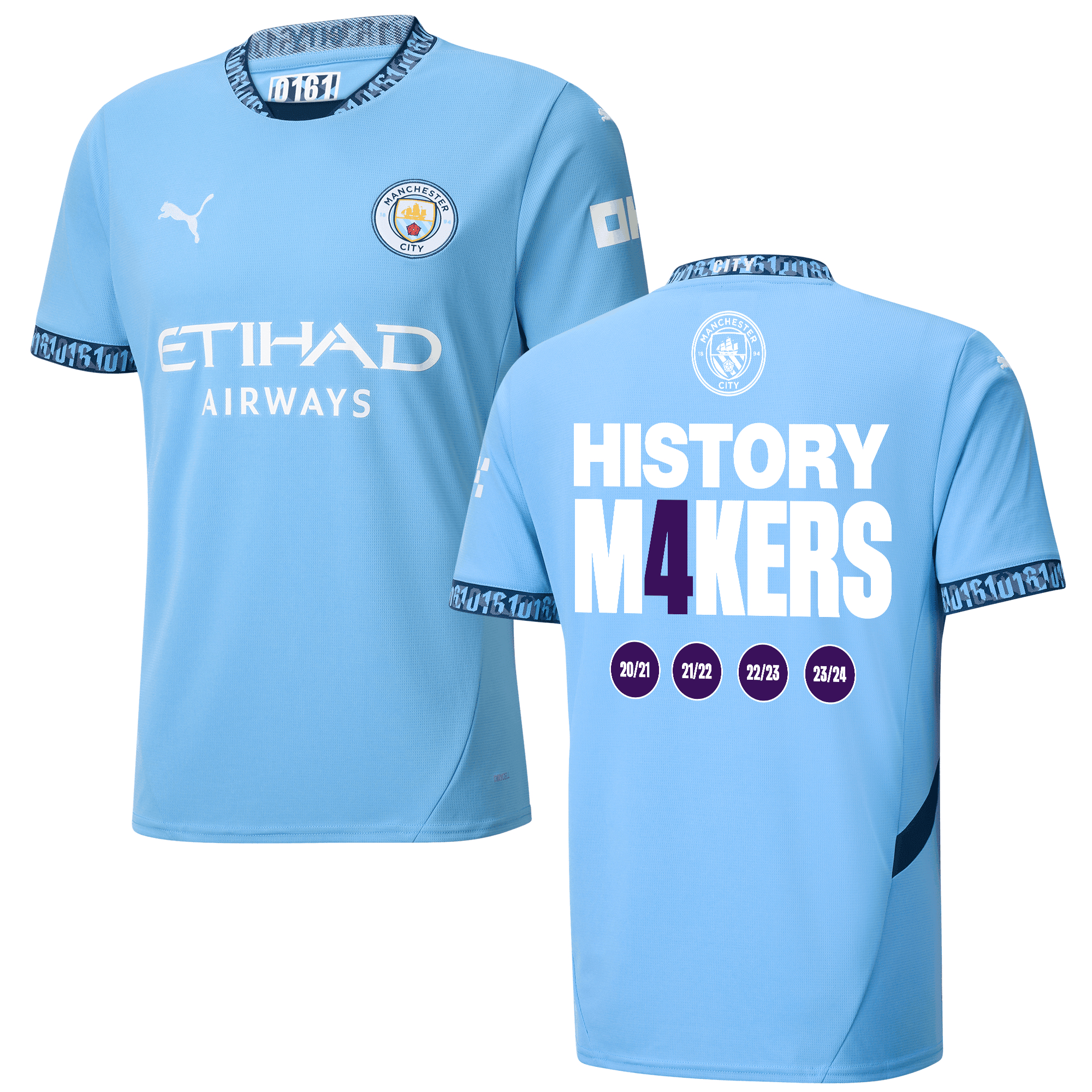 Manchester City 2024/25 'History M4ker' Premier League Champions Home Men Jersey - Light Blue