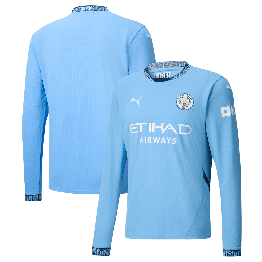 Manchester City 2024/25 Home Long Sleeve Men Jersey - Light Blue