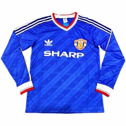 Manchester United 1986/88 Third Retro Long Sleeve Men Jersey - Blue