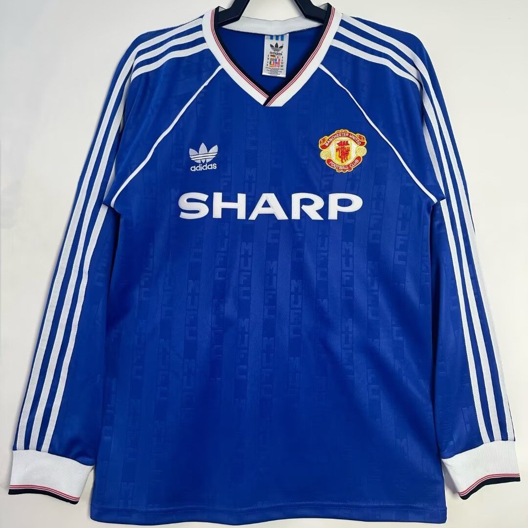 Manchester United 1988/90 Third Retro Long Sleeve Men Jersey - Blue