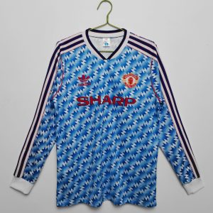 Manchester United 1990/92 Away Retro Long Sleeve Men Jersey - Blue