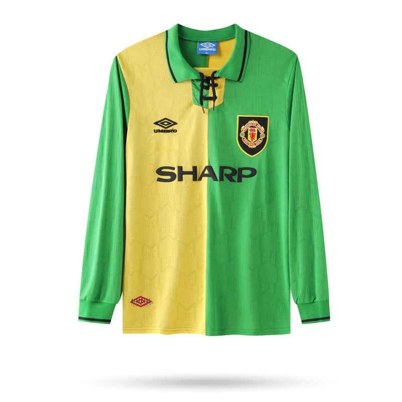 Manchester United 1992-1994 Third Men Retro Jersey - Long Sleeve, Yellow Green