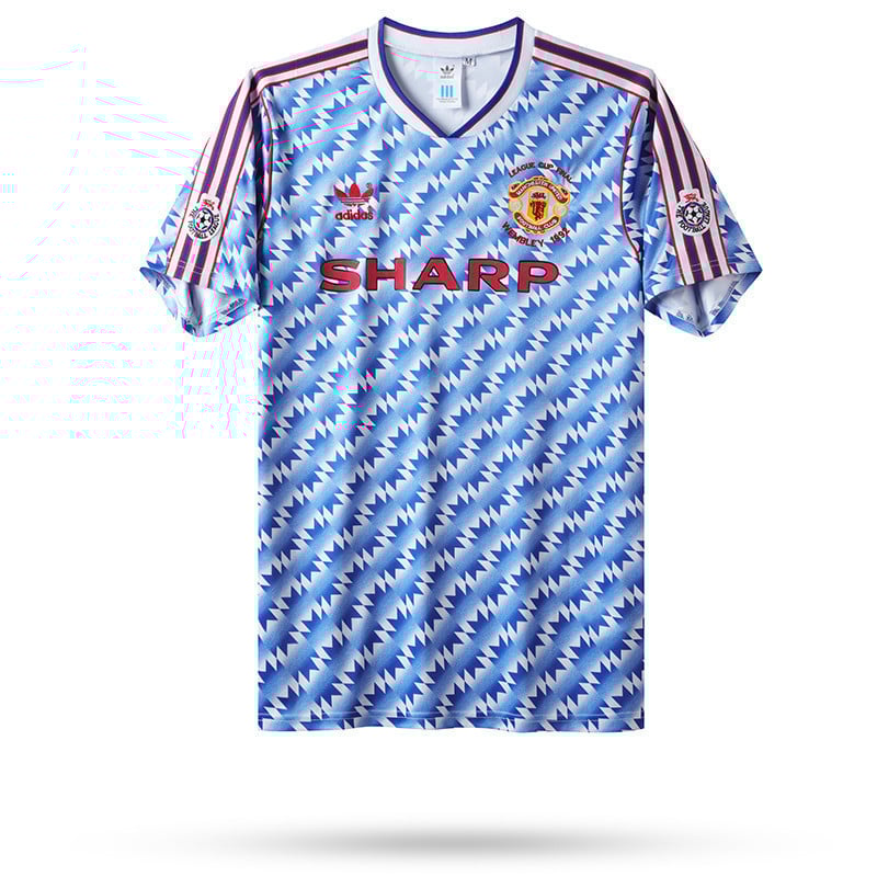 Manchester United 1992 League Cup Final Away Men Retro Jersey - Blue