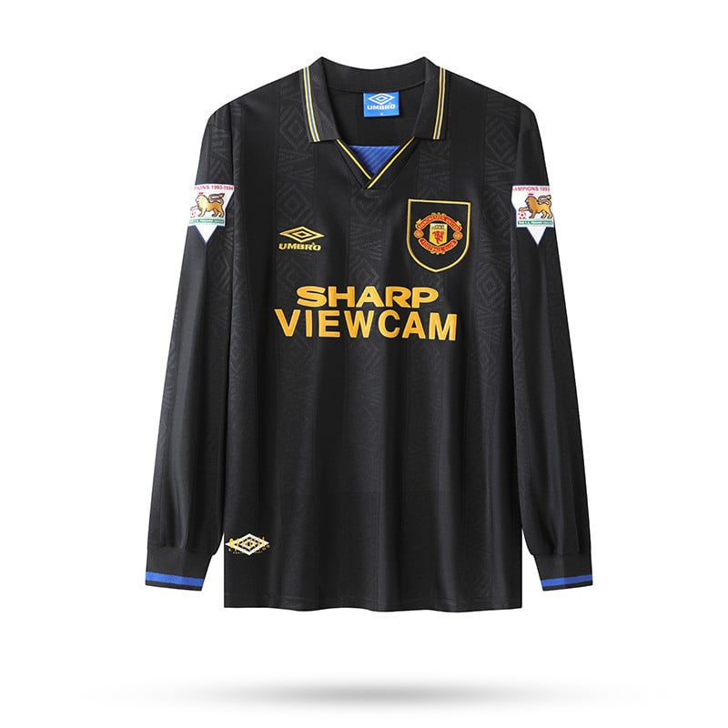 Manchester United 1993-95 Away Men Retro Jersey - Long Sleeve, Black