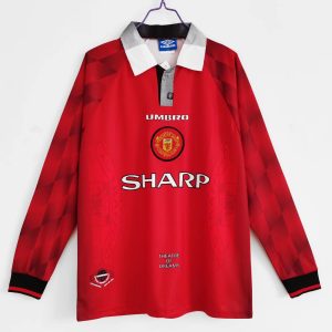 Manchester United 1996/97 Home Retro Long Sleeve Men Jersey - Red