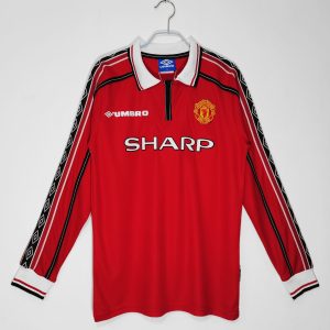 Manchester United 1998 Umbro Home Retro Men Long Sleeves Jersey - Red