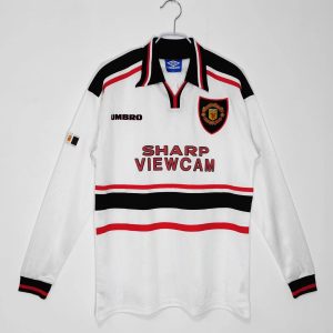 Manchester United 1998/99 Away Retro Long Sleeve Men Jersey - White