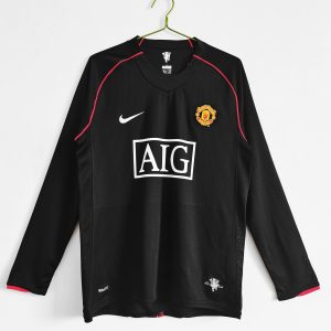 Manchester United 2007/08 Away Retro Long Sleeve Men Jersey - Black