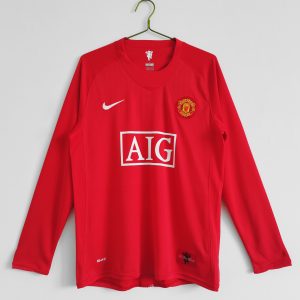 Manchester United 2007/08 Home Retro Long Sleeve Men Jersey - Red
