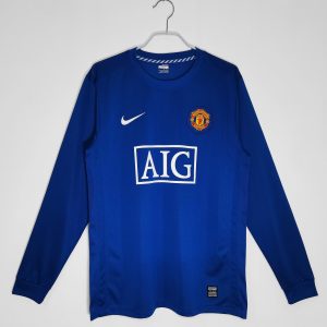 Manchester United 2008/09 Third Retro Long Sleeve Men Jersey - Blue