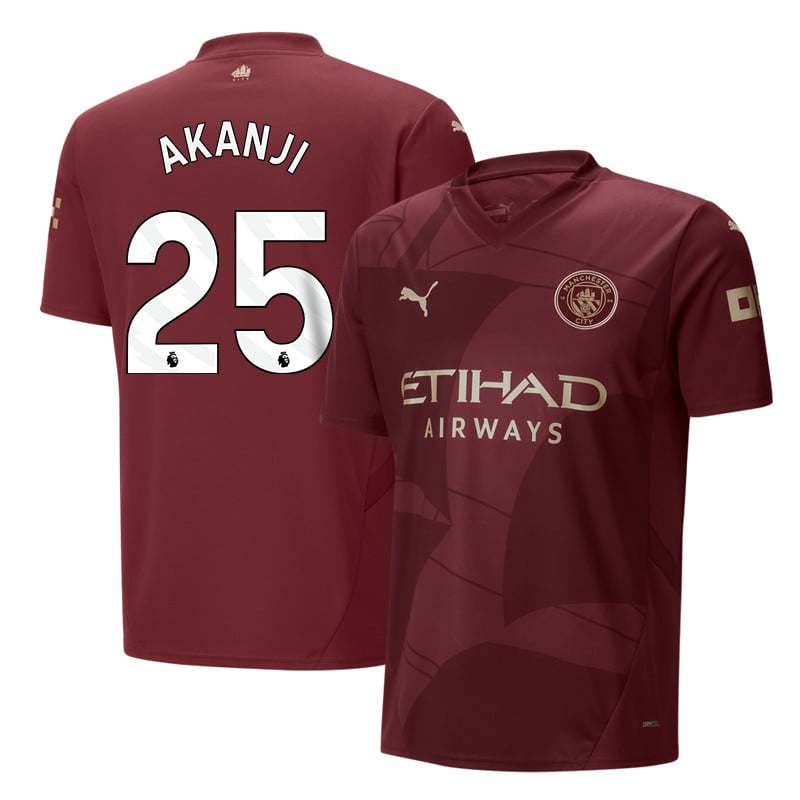 Manuel Akanji 25 Manchester City 2024/25 Third Men Jersey - Burgundy