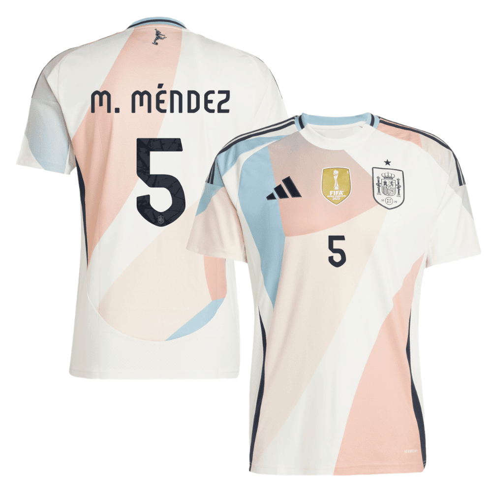 María Méndez 5 Spain Women's National Team 2025/26 Away Men Jersey - Cream