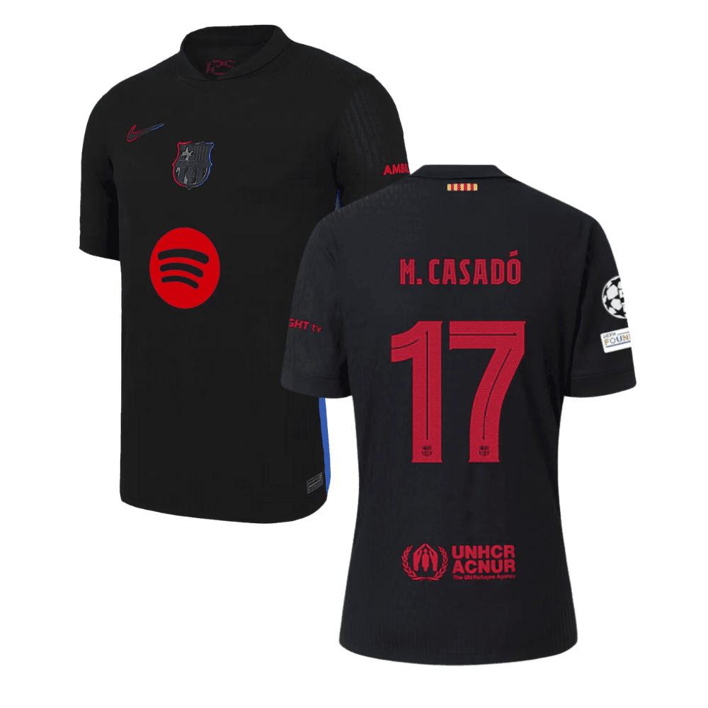 Marc Casadó 17 Barcelona UCL Patch 2024/25 Away Men Jersey - Black