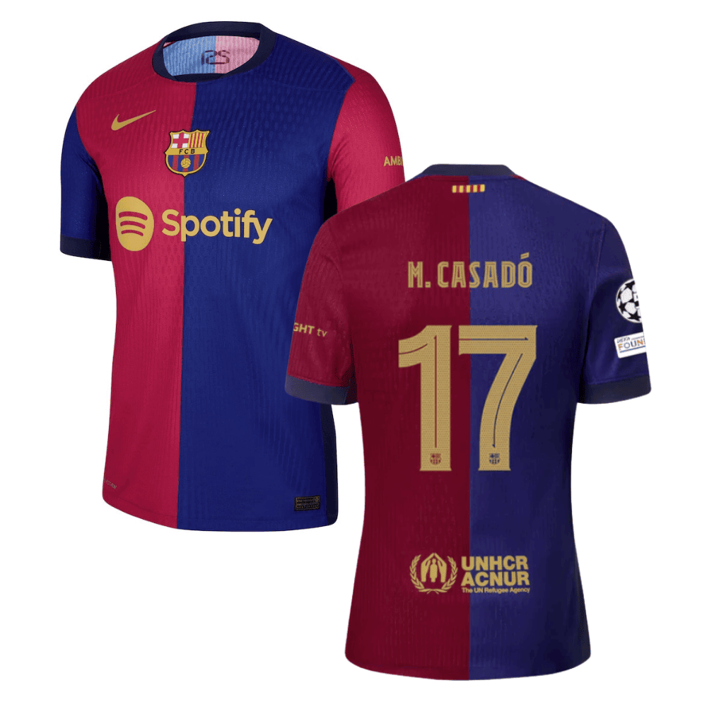 Marc Casadó 17 Barcelona UCL Patch 2024/25 Home Men Jersey - Navy