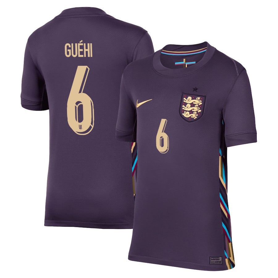 Marc Guéhi 6 England 2024/25 Away Stadium Football YOUTH Jersey - Purple