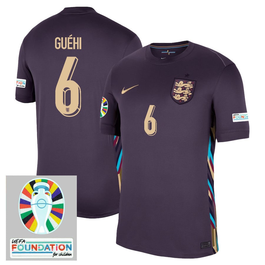 Marc Guéhi 6 England National Team 2024/25 Away Stadium Jersey - Euro UEFA Patch - Men