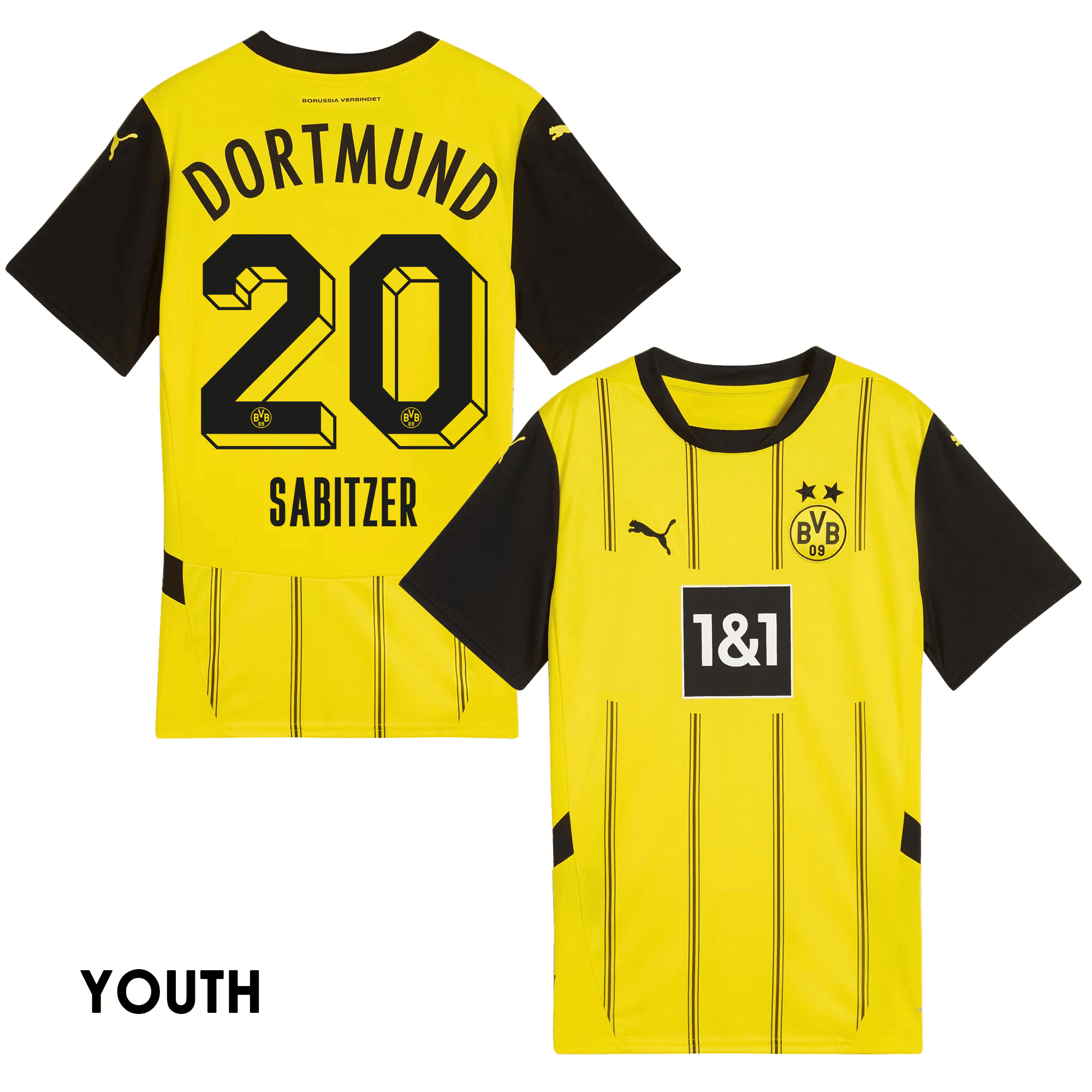 Marcel Sabitzer 20 Borussia Dortmund 2024/25 YOUTH Home Jersey - Yellow
