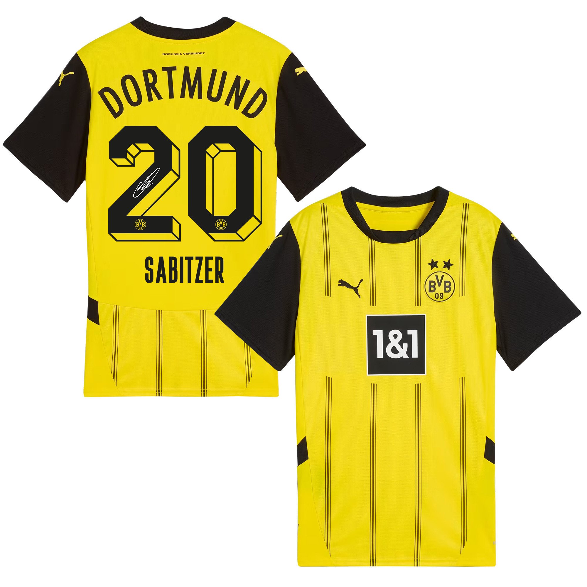Marcel Sabitzer 20 Signed Borussia Dortmund 2024/25 Home Jersey Autographed - Men, Yellow