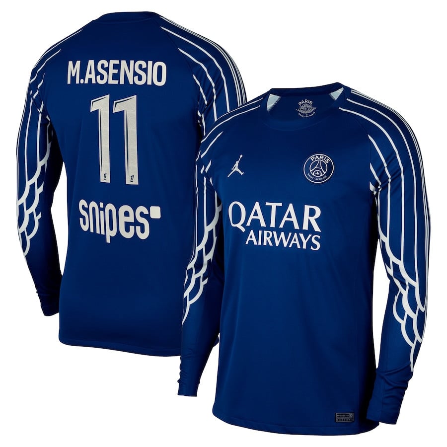 Marco Asensio 11 Paris Saint-Germain 2024/25 Fourth Long Sleeve Men Jersey - Dark Blue