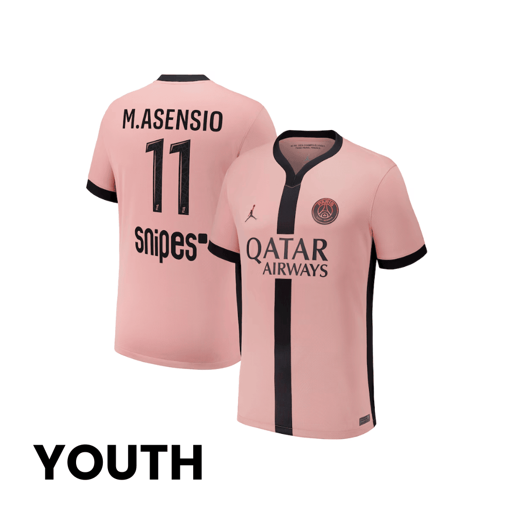 Marco Asensio 11 Paris Saint-Germain 2024/25 Third YOUTH Jersey - Pink