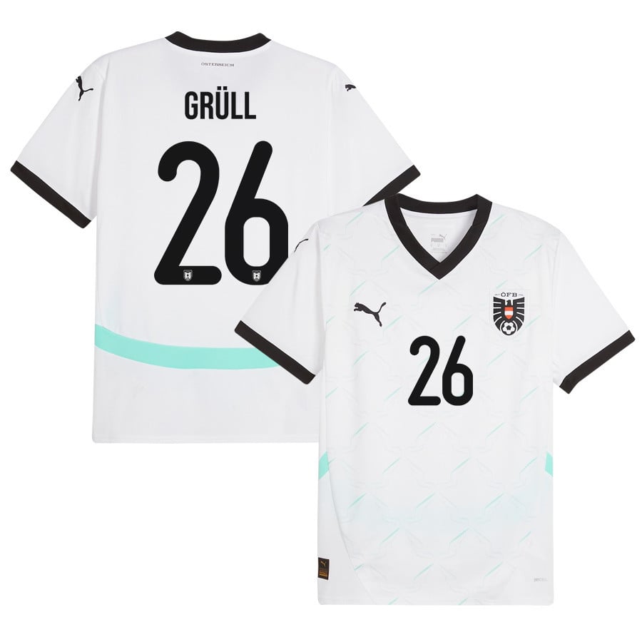 Marco Grüll 26 Austria National Team 2024/25 Away Men Jersey - White