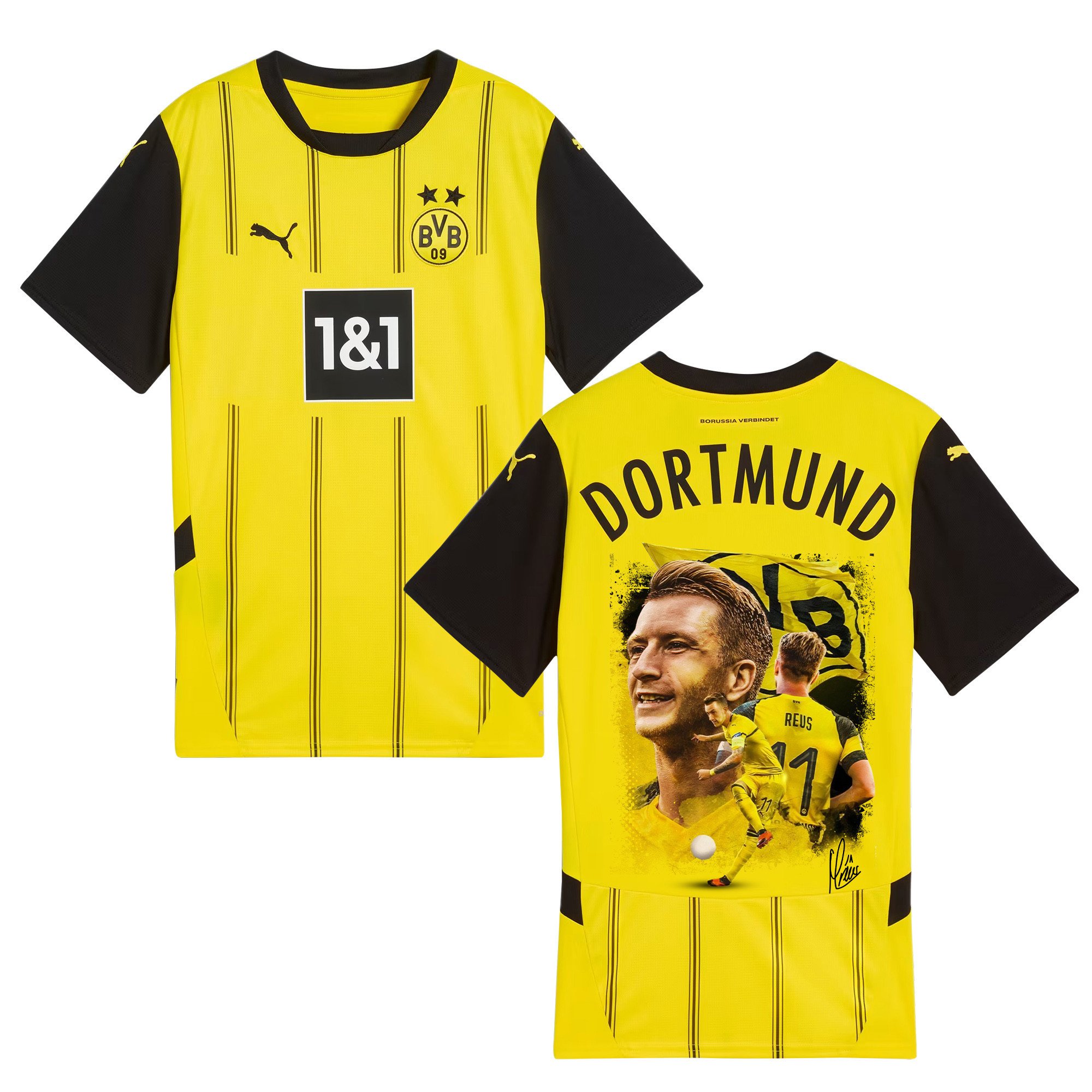 Marco Reus 11 Signed Thanks For Your Contribution Borussia Dortmund 2024/25 Home Jersey Autographed - Men, Yellow