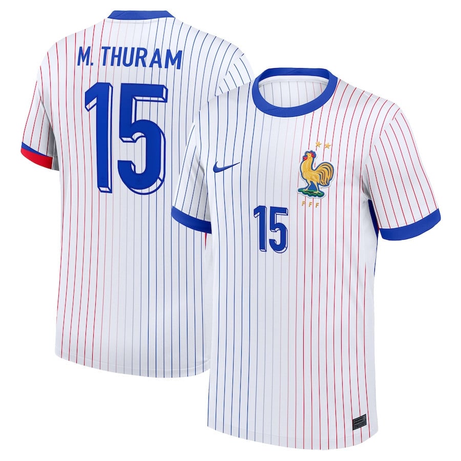 Marcus Thuram 15 France National Team 2024 Away YOUTH Jersey - White