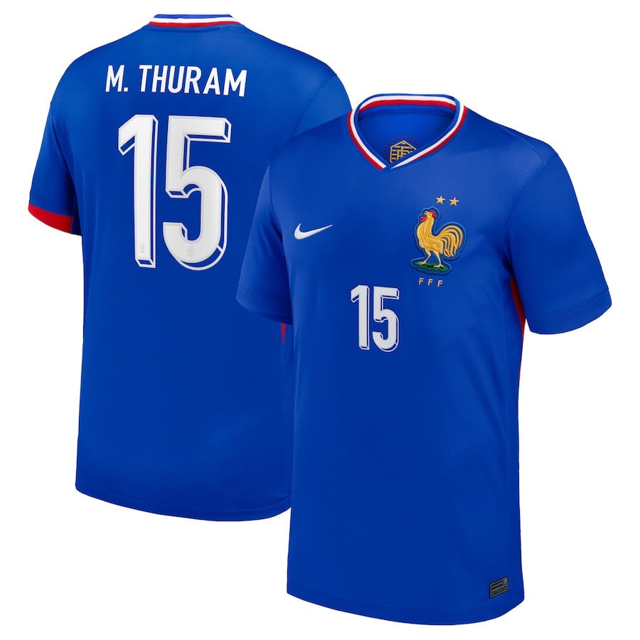 Marcus Thuram 15 France National Team 2024 Home YOUTH Jersey - Blue