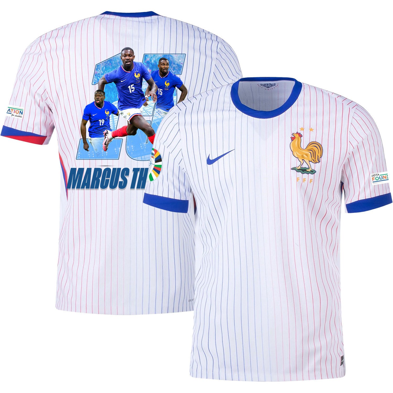 Marcus Thuram15 Visionary Player France National Team 2024/25 Away Jersey - Euro UEFA Patch - Men, White
