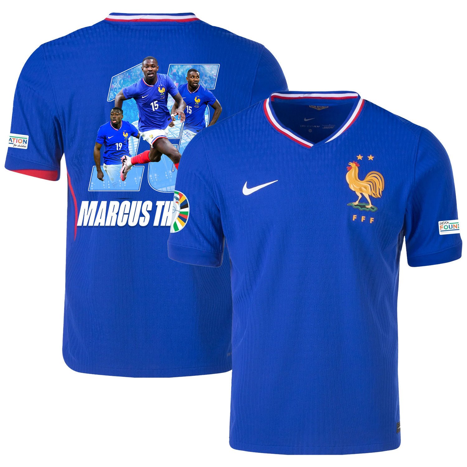 Marcus Thuram15 Visionary Player France National Team 2024/25 Home Jersey - Euro UEFA Patch - Men, Blue