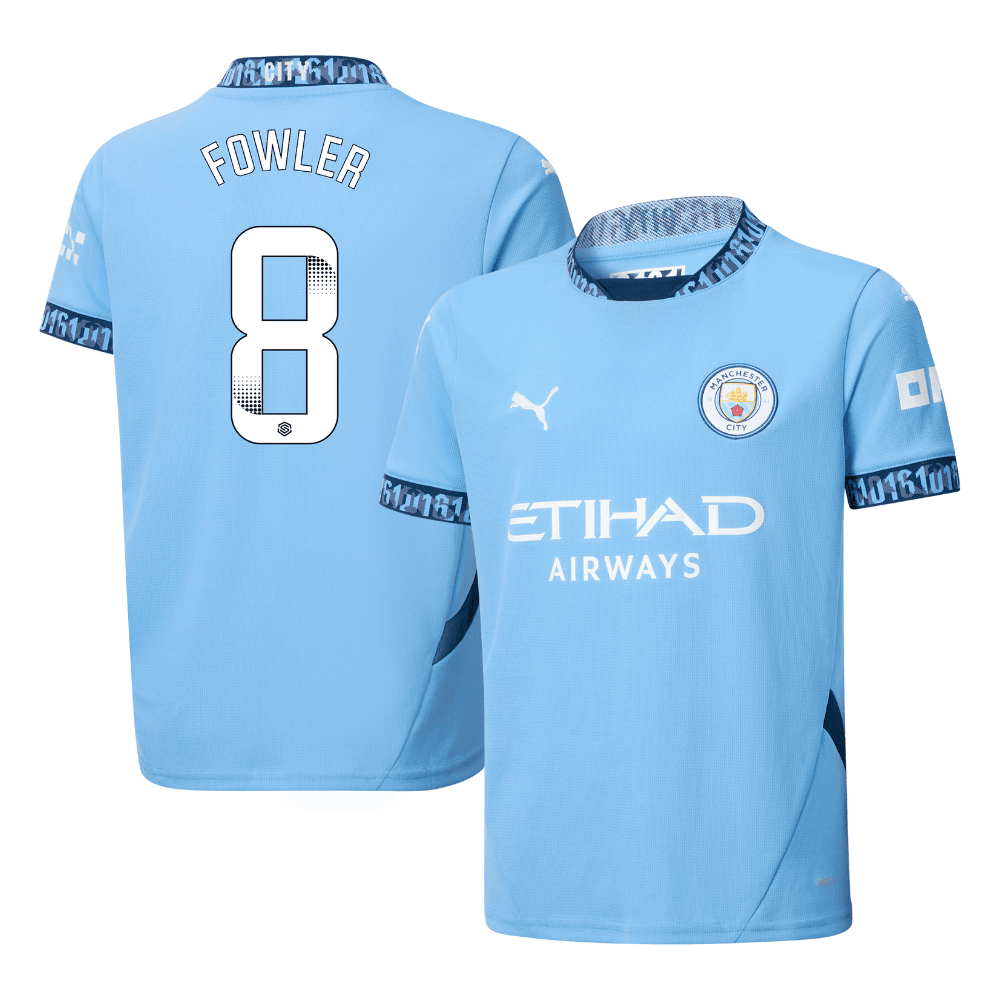 Mary Fowler 8 Manchester City 2024/25 Women's Team Home YOUTH Jersey - Light Blue