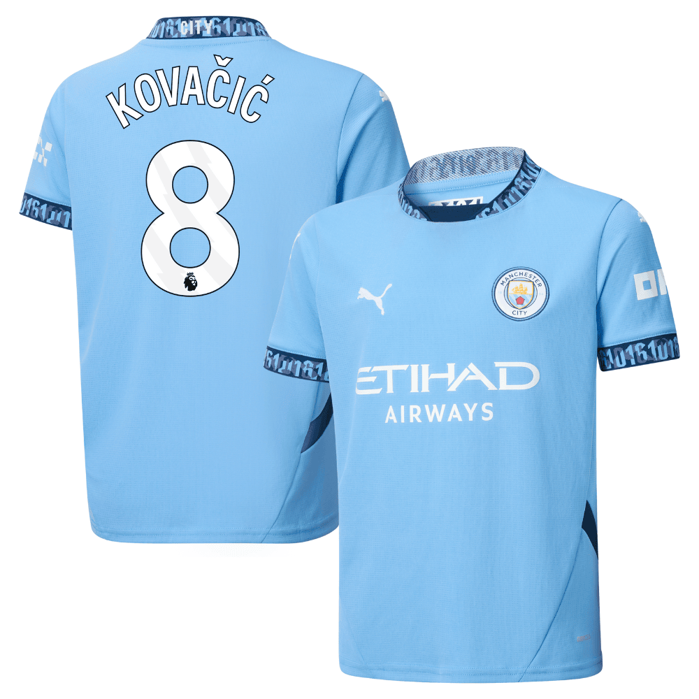 Mateo Kovačić 8 Manchester City 2024/25 Home YOUTH Jersey - Light Blue