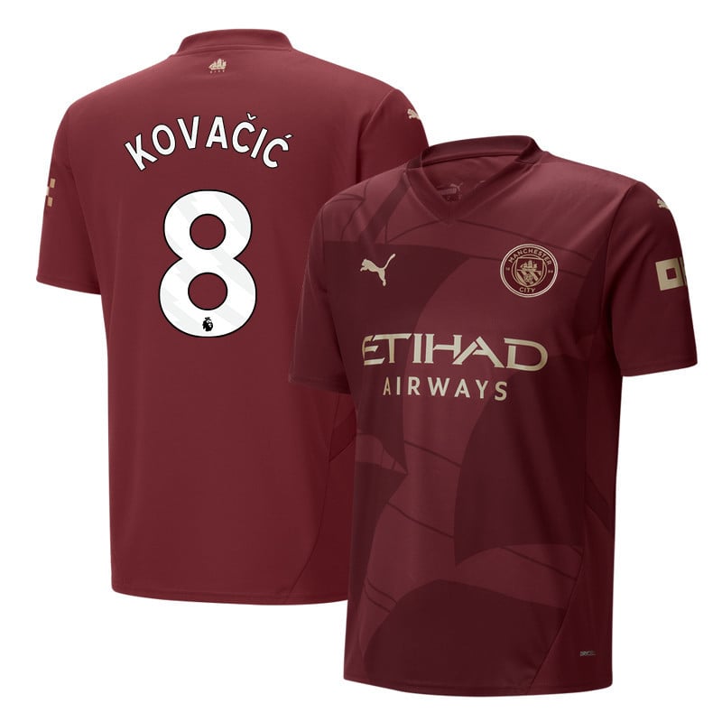 Mateo Kovačić 8 Manchester City 2024/25 Third Men Jersey - Burgundy