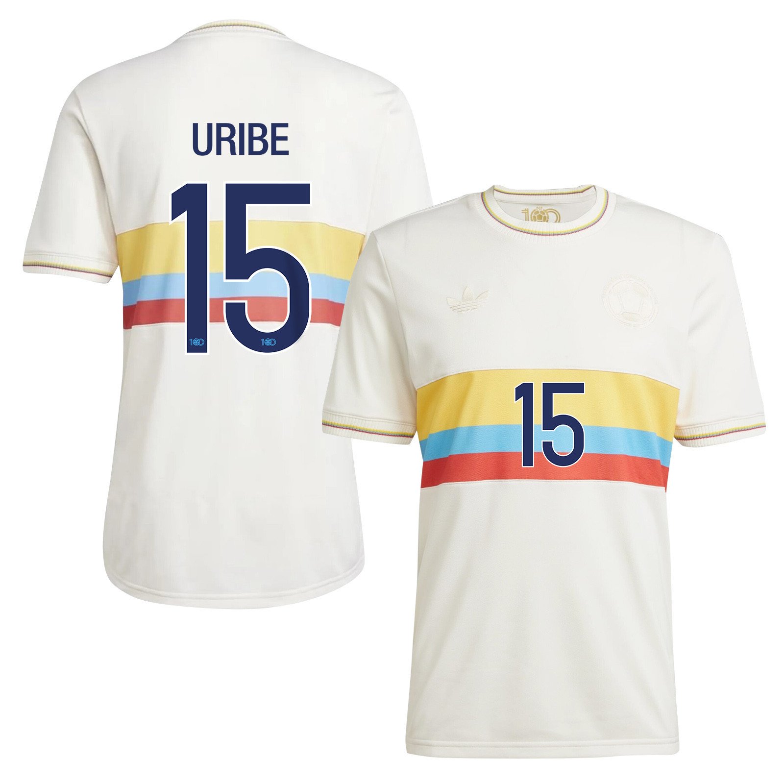 Mateus Uribe 15 Colombia 2024 100th Anniversary Jersey - Men, Chalk White