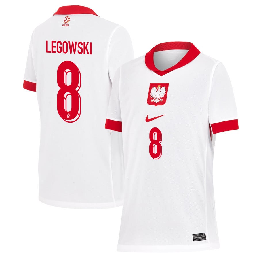 Mateusz Łęgowski 8 Poland National Team 2024/25 Home YOUTH Jersey - White