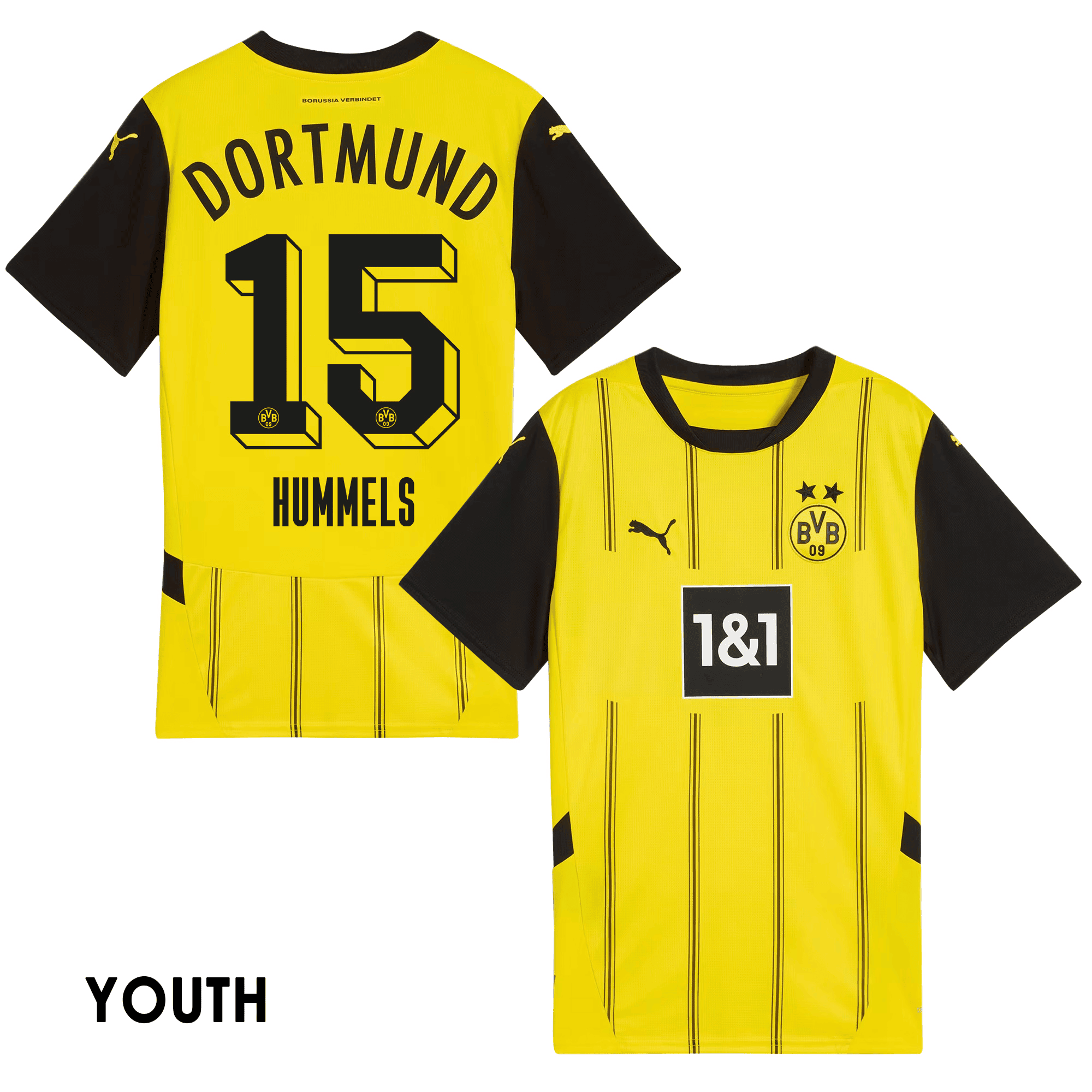 Mats Hummels 15 Borussia Dortmund 2024/25 YOUTH Home Jersey - Yellow