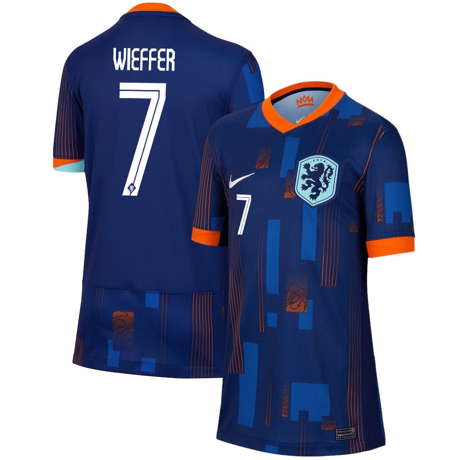 Mats Wieffer 7 Netherlands National Team 2024/25 Away YOUTH Jersey - Navy