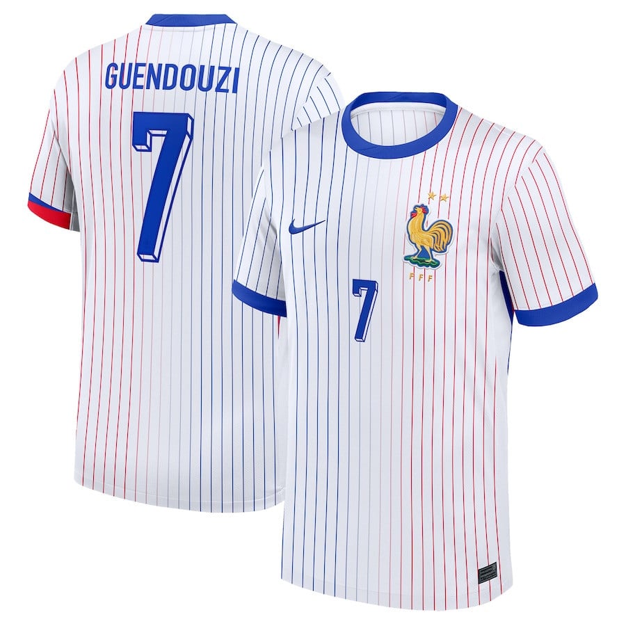 Matteo Guendouzi 7 France National Team 2024 Away YOUTH Jersey - White