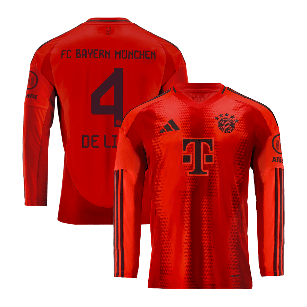 Matthijs de Ligt 4 Bayern Munich 2024/25 Home Long Sleeve Men Jersey - Red