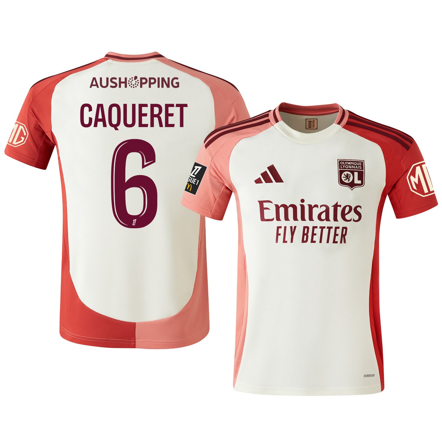 Maxence Caqueret 6 Olympique Lyonnais 2024/25 Third Men Jersey - Cream